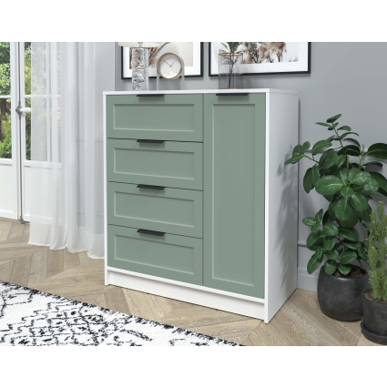 Тумба Тренд КТ-Т90 (Белый платинум ЛДСП/ Мята ЛМДФ) Ш900 В1020 Г451